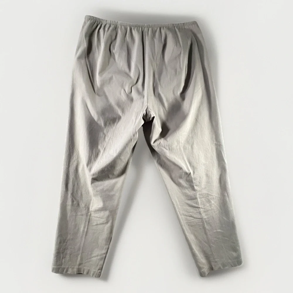 Eileen Fisher Womens L Taupe‎ Side Zip Tapered Pants Elastic Waist Travel Ankle - Picture 2 of 7